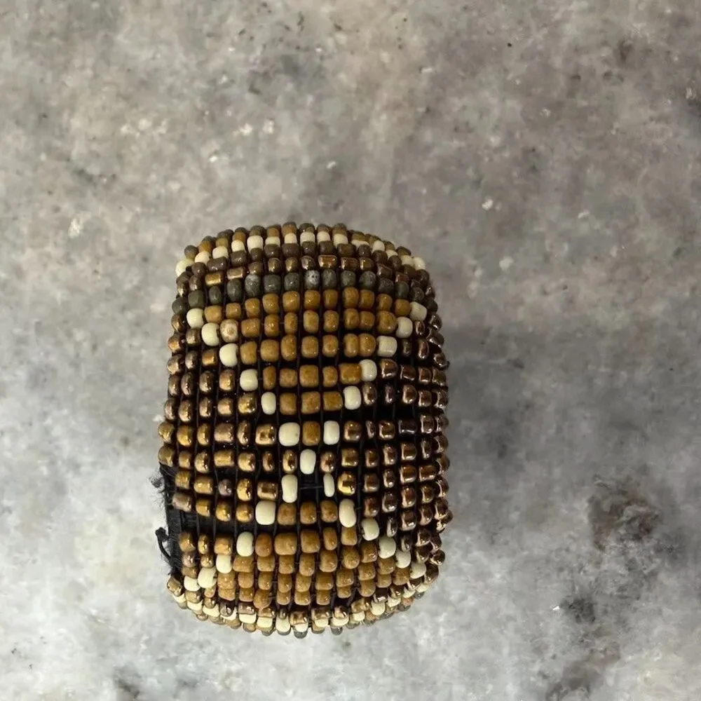 Set of 3 Vintage Earth Toned Boho Beaded Napkin Rings